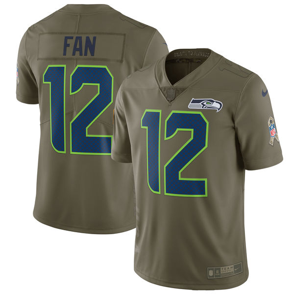 Youth Seattle Seahawks #12 Fan Nike Olive Salute To Service Limited NFL Jerseys